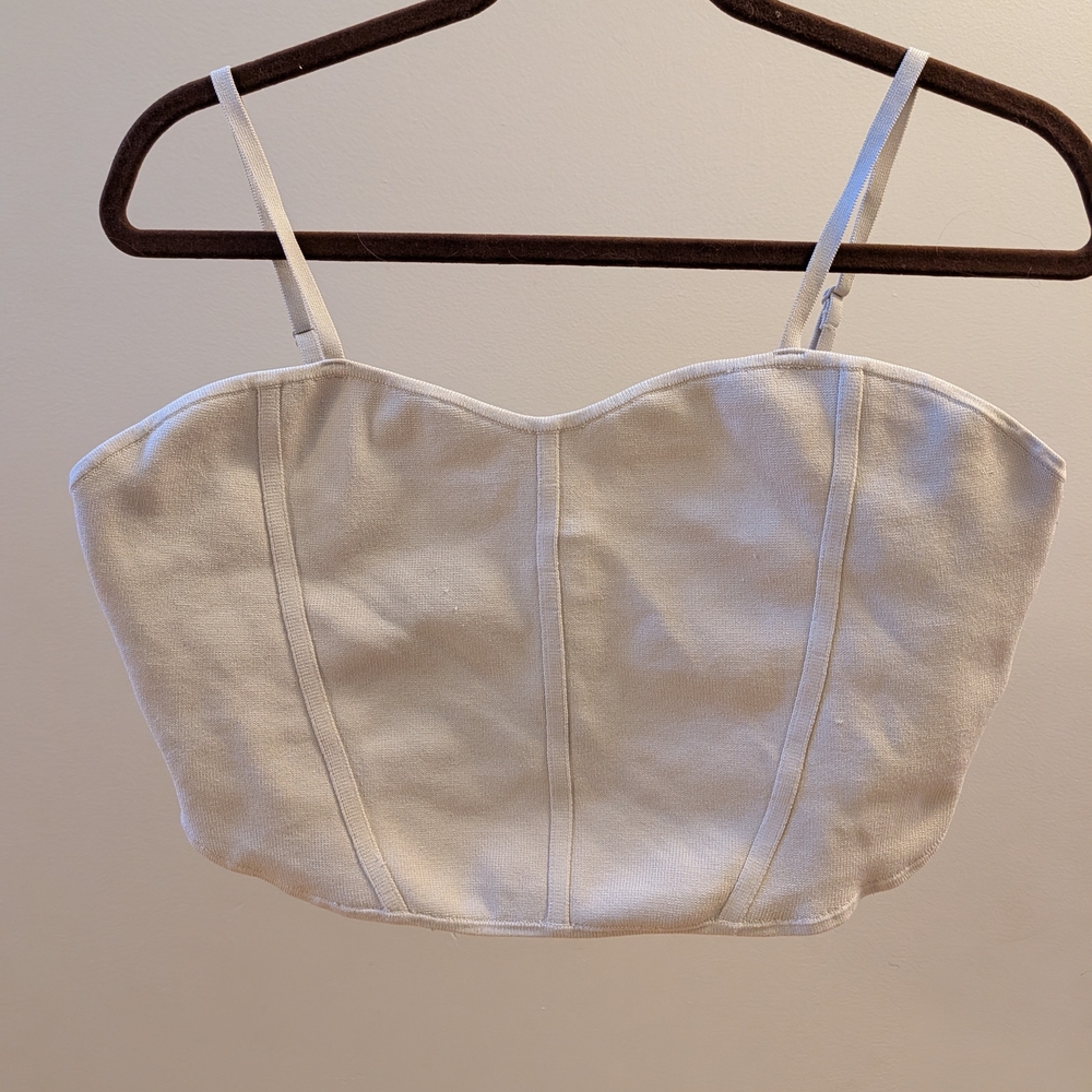 Babaton Cream Structured Bustier Crop Top